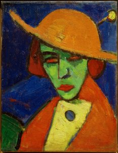 Donna verde con cappello giallo II da Hermann Stenner