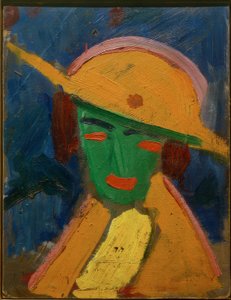 Donna verde con cappello giallo I da Hermann Stenner