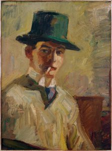 Autoritratto con cappello alto e sigaretta
