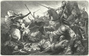 Cristiani che combattono gli Almohadi alla battaglia di Las Navas de Tolosa, Spagna, 1212 da Hermann Vogel