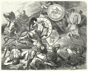 Epaminonda salva la vita di Pelopida nella battaglia di Mantinea, 385 a.C.