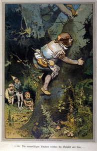 Il ragazzo audace era lo zimbello di tutti. Racconto dei fratelli Jacob Grimm (1785-1863) e Wilhelm Grimm (1786-1859). Illustrazione di Vogel. da Hermann Vogel