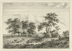 Paesaggio con disegnatore e cane da Hermanus Fock