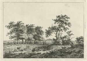 Paesaggio con disegnatore e cane da Hermanus Fock