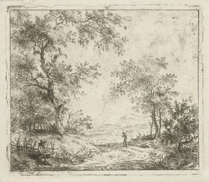 Paesaggio con disegnatore e passeggiatore da Hermanus Fock