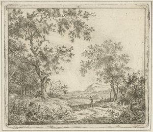 Paesaggio con disegnatore e passeggiatore da Hermanus Fock