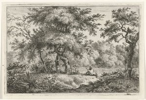 Uomo che riposa nel bosco