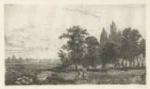 Uomo e donna vicino a un ruscello al margine del bosco da Hermanus Jan Hendrik van Rijkelijkhuysen