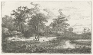 Due cacciatori presso uno stagno da Hermanus Jan Hendrik van Rijkelijkhuysen