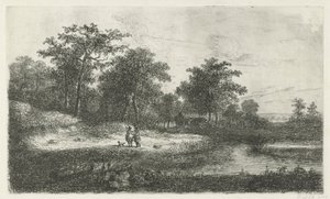 Due cacciatori presso uno stagno da Hermanus Jan Hendrik van Rijkelijkhuysen