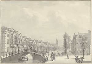 Veduta del Rapenburg a Leida dal ponte Nieuwsteeg, 1807 da Hermanus Numan (signed by artist)