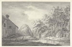 Veduta di un canale con un pescatore