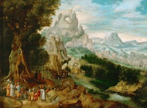 Paesaggio con San Giovanni Battista che predica da Herri met de (c.1510 p.1550) Bles