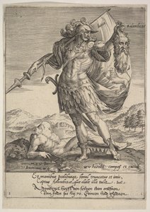 Giuda con la testa di Adonibezek, da Willem van Haecht, Tyrannorum proemia, 1578 da Hieronymous Wierix