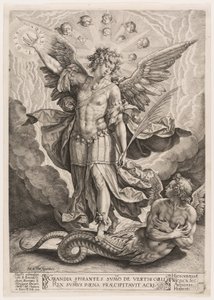 San Michele che trionfa sul drago da Hieronymous Wierix