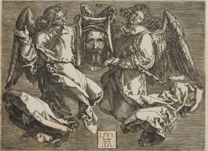 Sudario esposto da due angeli