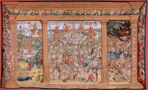 Arazzo fiammingo. Serie Quattro arazzi dopo Hieronymus Bosch. Il Giardino delle Delizie. Quarto arazzo della serie. Modello Ispirato dall