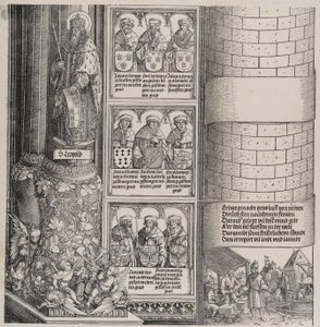 Massimiliano come architetto, con una statua di San Leopoldo e busti degli antenati di Massimiliano, 1517-18