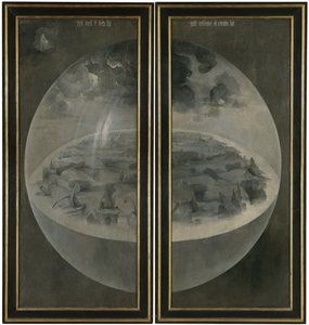 La creazione del mondo rappresentante la sfera cosmica della terra (Bolla). Retro dei pannelli del trittico "Il giardino delle delizie terrene"