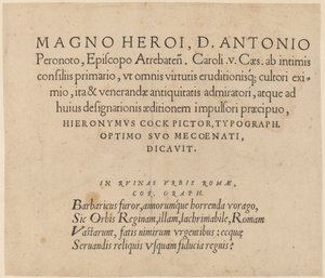 Pagina di dedica da Hieronymus Cock