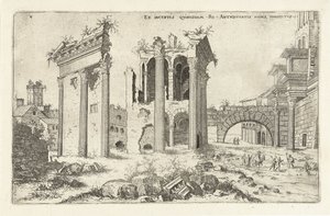 Veduta del Foro di Nerva (Rovine romane) da Hieronymus Cock
