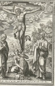 Crocifissione con Maria, Giovanni Battista e Maria Maddalena da Hieronymus Cock