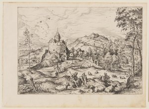 Mercurio che culla il sonno di Argo, da Paesaggi con scene bibliche e mitologiche da Hieronymus Cock