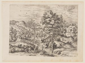 Il buon samaritano, da Paesaggi con scene bibliche e mitologiche da Hieronymus Cock