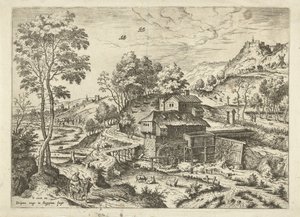 Fuga in Egitto Paesaggi con scene bibliche e mitologiche (titolo della serie) da Hieronymus Cock