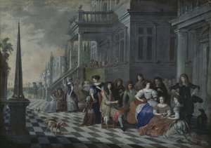 Personaggi che fanno musica davanti a un palazzo, 1672