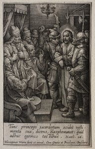 La Passione: Cristo davanti al Sommo Sacerdote da Hieronymus or Jerome Wierix
