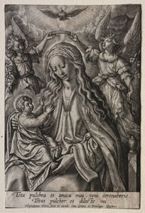 Vergine incoronata da due angeli da Hieronymus or Jerome Wierix