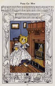 Pussy Cat Mew (litografia a colori) da Hilda Broughton