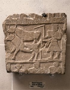 ARTE IMIARITA: Rilievo con scena di lavoro. Yemen., II secolo a.C. (pietra)