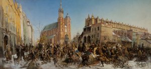 Fiera nella Piazza del Mercato Principale a Cracovia