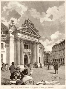 La Borsa di Parigi nel 1889. Disegno di M. Berteault