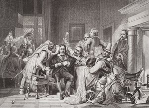 Carlo I (1600-49) nella sala delle guardie insultato dai soldati di Oliver Cromwell, da 