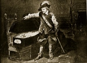 Cromwell osserva il corpo di Carlo I, illustrazione da 