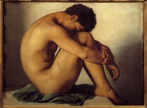 Studio di giovane uomo nudo da Hippolyte Flandrin