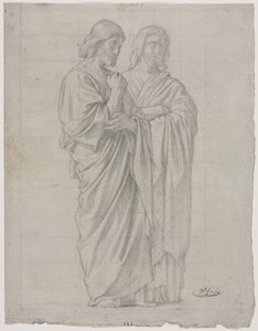 Due figure in piedi, studio per la sezione sinistra della Missione degli Apostoli da Hippolyte Jean Flandrin