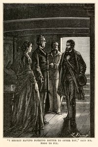 "Mi dispiace non avere nulla di meglio da offrirti", disse Mr Fogg a Fix, da Il giro del mondo in ottanta giorni di Jules Verne, inciso da Henri-Théophile Hildebrand da Hippolyte Leon (after) Benett