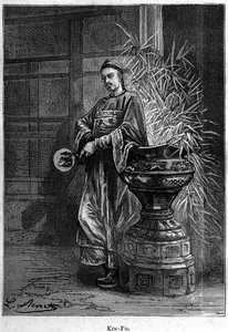 Kin-Fo. In "Le Tribolazioni di un Cinese in Cina", romanzo di Jules Verne, ed. Hetzel da Hippolyte Leon Benett