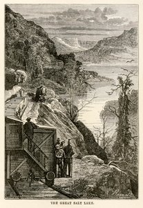Il Grande Lago Salato, da Il giro del mondo in ottanta giorni di Jules Verne (1828-1905) inciso da Prévost, 1873