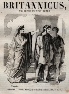 Agrippina. Fermati Nerone, ho due parole da dirti - Britannico tragedia in cinque atti - incisione in "Opere di Jean Racine" illustrata da Pauquet e nota di Emile de La Bedolliere - 1851