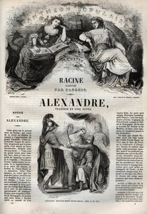 Alessandro Magno tragedia in cinque atti - incisione in "Opere di Jean Racine" illustrata da Pauquet e nota di Emile de La Bedolliere - 1851