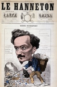 Caricatura di Henri Rochefort (1831-1913), giornalista, scrittore e politico francese. In Le Hanneton, 4 giugno