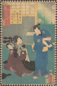 Atto VI Dai rokudanme: Attori Bando Hikosaburo come Hayano Kanpei e..., 1862 Bunkyu 2, 6° mese