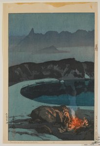 Campeggio a Washiha, dalla serie, Dodici scene nelle Alpi giapponesi, era Taisho da Hiroshi Yoshida