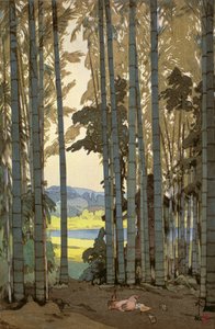 Galline nel bosco di bambù da Hiroshi Yoshida