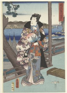 Il principe elegante Genji a Suma da Hiroshige (I) , Utagawa